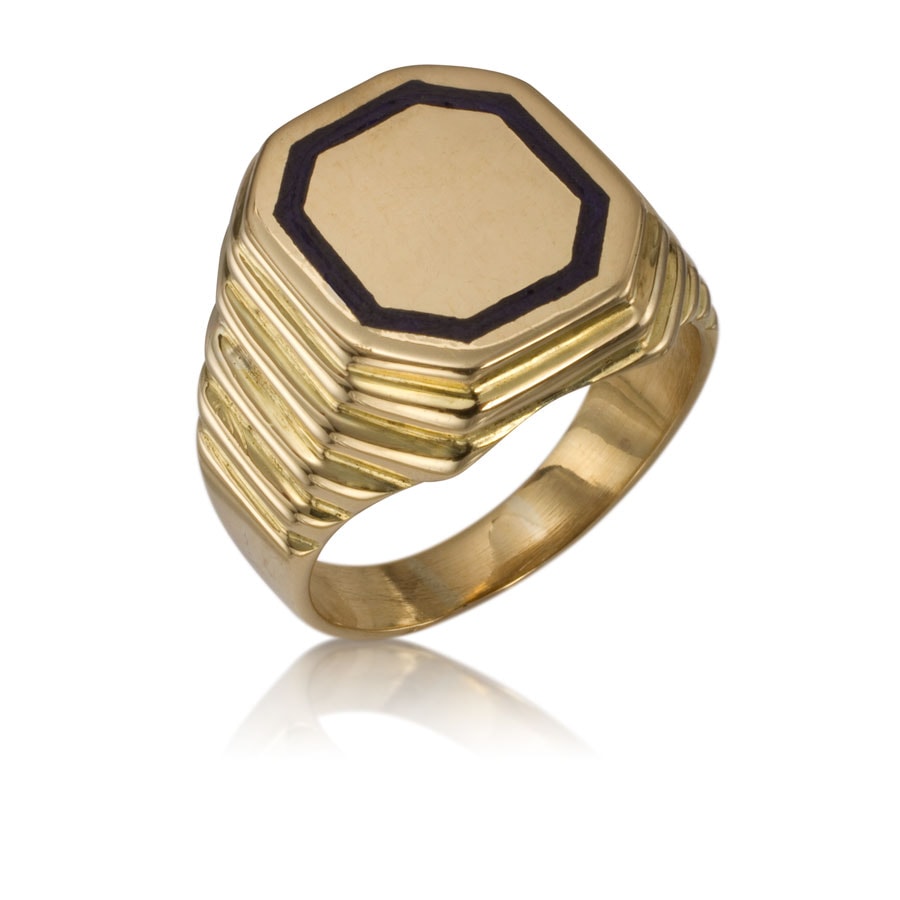 Anillo sello de oro con esmalte
