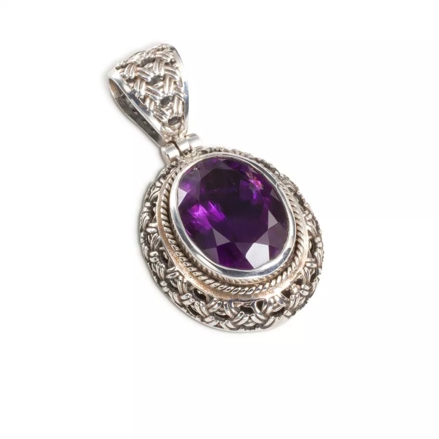 Colgante de plata y oro con amatista