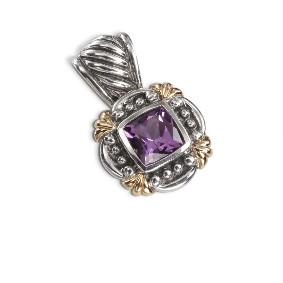 Colgante de plata y oro con amatista