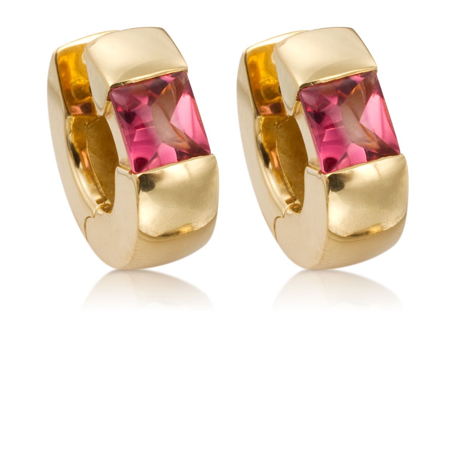 Aros de oro con turmalinas rosadas